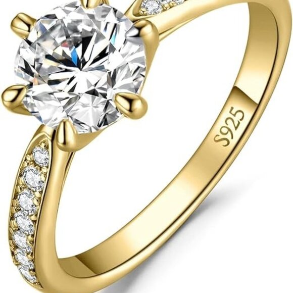 Classic Yellow Gold 1.5ct Moissanite Solitaire Engagement Ring D-F VVS Size
